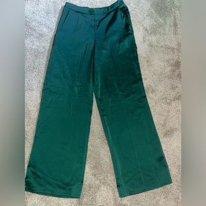 Satin Green Wide Leg Pants